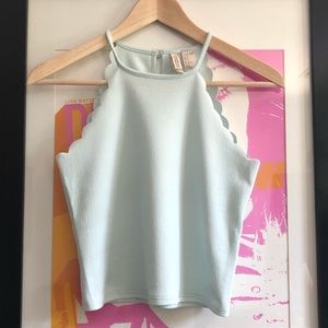 mint green scalloped crop top from H&M